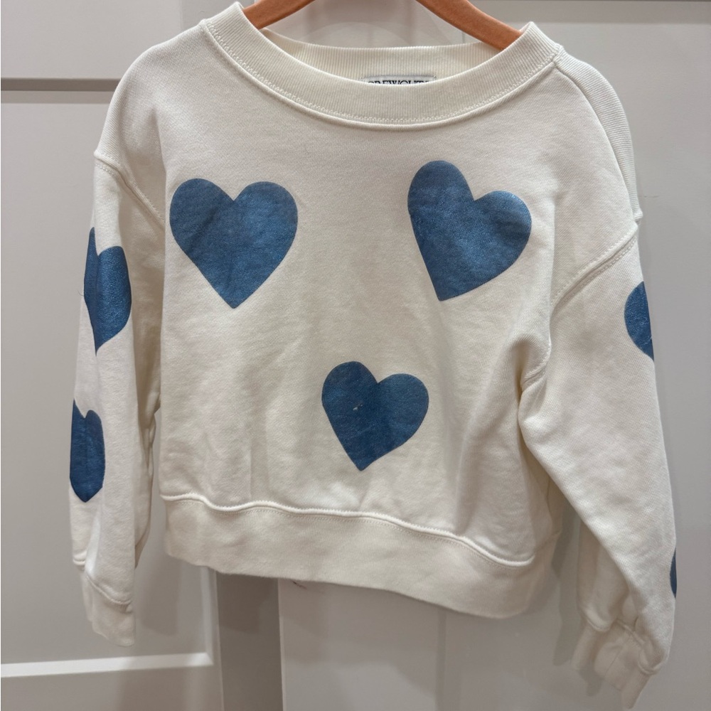 Crewcuts Cream Sweatshirt with Blue Heart Prints
